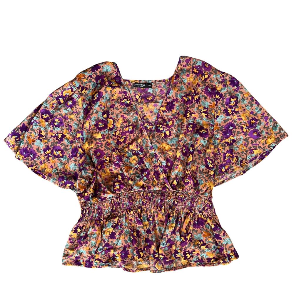 Shein Floral Overlap Top, 2XL